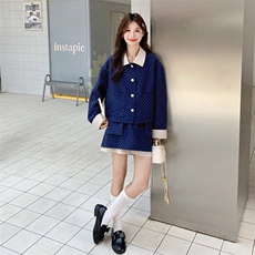 26春新款-轻奢高级感撞色波点设计格纹半裙套装2602-P175K288，女装套装/套裙，2B190