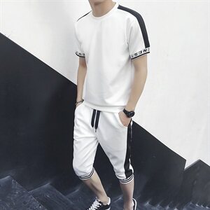 休闲运动T恤两件套圆领套装短款时尚短裤T恤套装DS81TP55图片