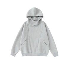 高街美式复古设计感不规则双拉链卫衣男女春秋重磅连帽开衫外套潮，男装卫衣，星座218-8