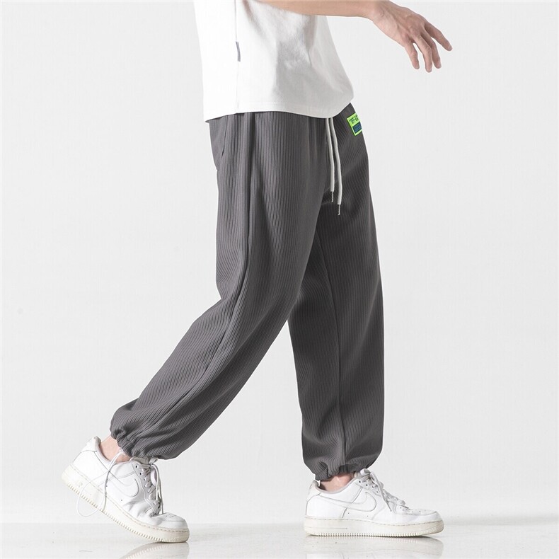 夏季日系港风直筒阔腿裤宽松休闲哈伦运动裤冰丝轻薄K182/P45,男装休闲裤,钱塘713