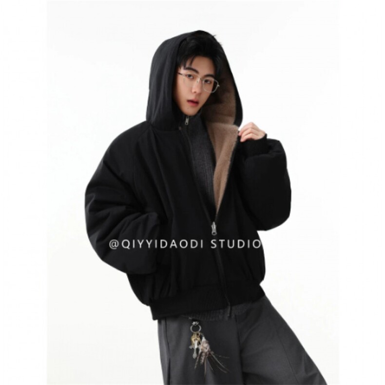 重磅双面穿仿水貂毛棉衣外套女情侣座山雕棉服夹克LM60411-P105,男装夹克,星座1008