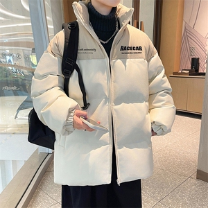 新款PU皮拼接灯芯绒立领印花棉衣男棉服冬季加厚棉袄MY615-P115图片