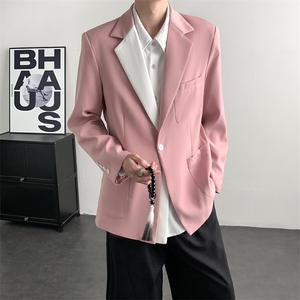 2026春装晚会年会舞台装男演出服西装粉色套装歌手夜店歌手外套图片