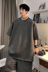 1港风模麂皮绒大码M-5XL短TDT8766P23 DK8767P32套装TZ8757P55图片