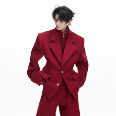 C316XZ9973P138K9974P78TZ9975P216套装毛呢红色西服，男装西服，电商C316