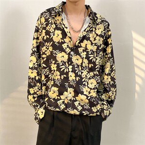 2025秋季花色长袖衬衫男慵懒风青少年痞帅免烫衬衣港风CS2313-P35图片