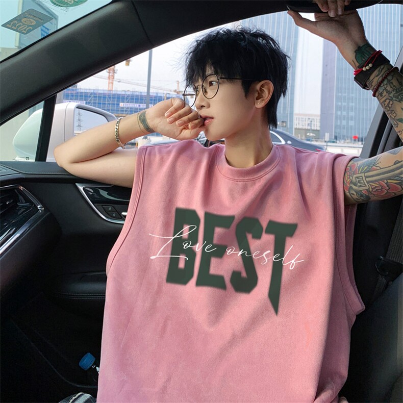 ！2025夏季新款男士潮牌麂皮绒背心情侣无袖T恤TLBX02特P18,男装背心/马甲,电商B220
