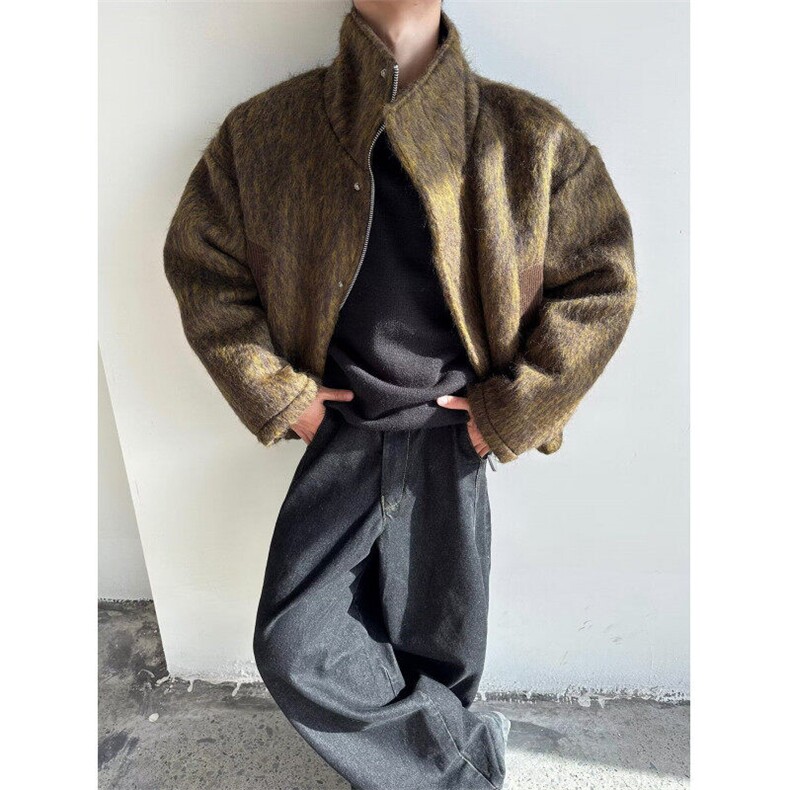 加厚慵懒风开衫外套小众设计感百搭上衣夹克，男装夹克，星座716-4