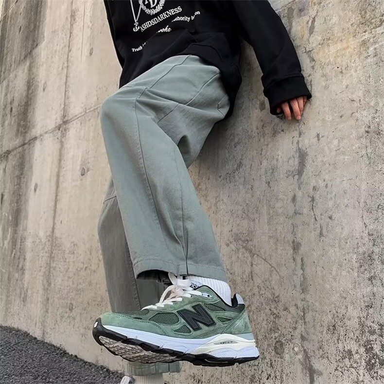 卡其色工装裤男秋冬潮牌ins宽松直筒阔腿裤特厚纯棉A766P38,男装休闲裤,星座1116-2