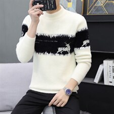 秋冬季加绒半高领海马水貂绒毛衣男保暖中领针织衫 S2147  P49图片