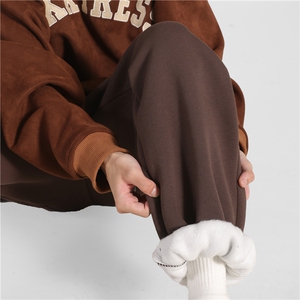 冬季加绒加厚字母钢印束脚卫裤M~5XL XZ604-KP89-P65控78图片