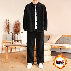 2025秋季新款雪尼尔加绒加厚套装两件套，男装休闲套装，电商A008