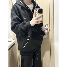 纯棉钉珠刺绣双拉链卫衣ZW0133-常规特批50加绒特批55，男装卫衣，星座313A(原308A-2)