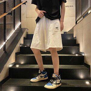 直播品做旧重水洗 立体裁剪拼接工装短裤五分裤 K9805/P45 白色2图片