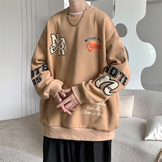 春季新款美式撞色立体发泡卫衣男棒球学院风上衣MY02383-P58控78，男装卫衣，星座308B-1