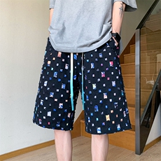 特批P35无差价夏棋盘格休闲篮球中裤男潮牌美式高街运动短裤DK12，男装牛仔裤，电商A001