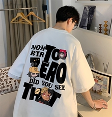 港风100棉夏季时尚卡通印花宽松纯色短袖T恤男女潮T62059P30控48，男装T恤，电商A268A