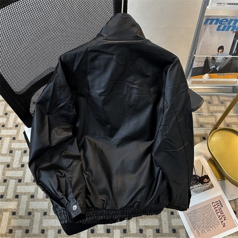 外套男潮春秋潮美式街头机车风宽松飞行员皮夹克8536P68,男装夹克,星座410-2