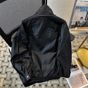 外套男潮春秋潮美式街头机车风宽松飞行员皮夹克8536 P68图片