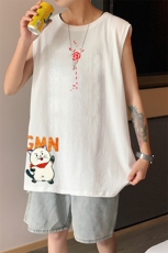 ！港风2023夏季无袖背心男加肥加大码宽松短袖T恤男BX275-P20，男装背心/马甲，电商B371