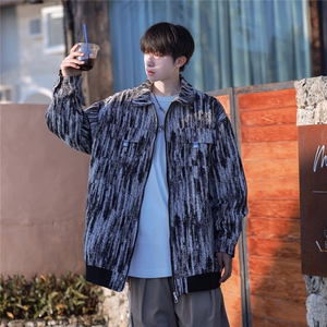 港风扎染牛仔工装大口袋夹克男80%聚酯纤维20%棉JK77078特P65控98,网袜搭配jk怎么拍照图片