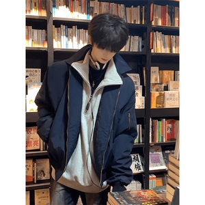 现货秋冬季美拉德立领飞行立领夹克boxy棉衣美式高街加厚加棉外套图片