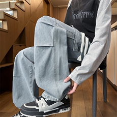 美式潮牌工装牛仔裤男士秋季新款直筒宽松高端长裤子J8083-P45特，男装牛仔裤，星座509