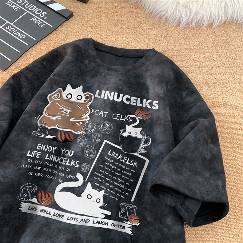 重磅白墨扎染宽松大版型落肩短袖印花T恤ZT26001-P25限38，男装T恤，电商B219A