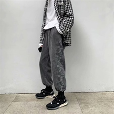 牛仔裤子男直筒宽松春秋潮牌阔腿裤韩版长裤束脚老爹裤k299-p45图片