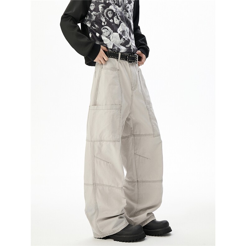 6146-秋冬现货高品多段式拼接工装100棉休闲裤(P58X98)8,男装休闲裤,电商C315