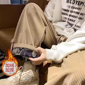灯芯绒卷边休闲裤男秋冬美式复古设计感直筒裤垂感潮牌裤子图片