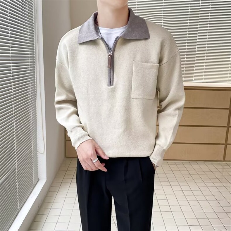 2024年春季新款polo风翻领拉链针织衫男毛衣休闲PB03-P58,男装针织衫/毛衣,星座1109-3