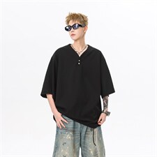 现货夏新男高品质大码宽松短袖T恤V领打底衫513DT3536P33，男装T恤，星座513