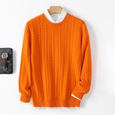 2024秋冬新款羊毛男士加厚假两件扭花羊毛衫男装，男装羊毛衫，雪贝坊二店