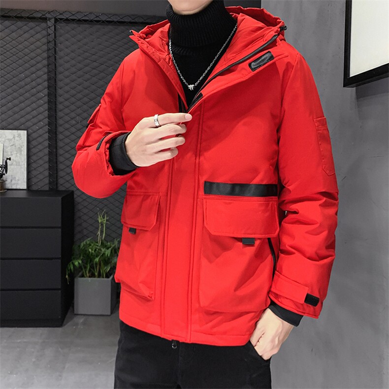 团购连帽中长款修身潮牌工装户外冲锋衣羽绒服外套男女款团体服，男装羽绒服，星座301D-5(原星座1415）