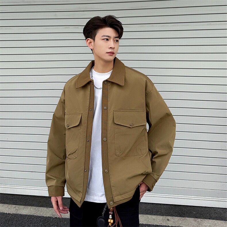 春季休闲痞帅大口袋工装假两件翻领夹克潮流外套A436-102-P70，男装夹克，电商A436