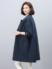 牛仔外套女款2024新款爆款春秋大码宽松气质妈妈风衣初秋薄款上衣，女装风衣，希欧阁