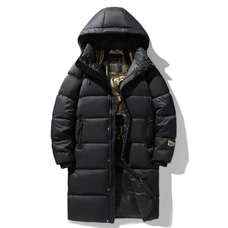 高品质加厚情侣长款黑金男女连帽可定制羽绒服Y22P135,男装羽绒服,星座1602B（原101B-1）