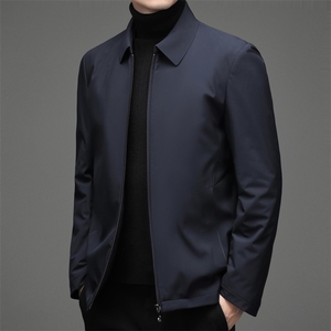 中年男士商务休闲羽绒服冬季加厚保暖翻领上衣爸爸装白鸭绒外套