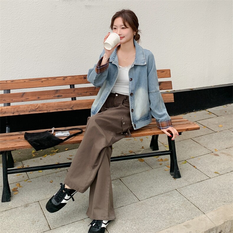 ins韩版可盐可甜减龄牛仔夹克上衣女春新款小个子休闲显瘦短外套,女装短外套,豆豆家