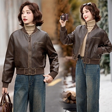2025年冬季时尚潮流新款现货加绒保暖皮衣外套，女装皮衣，臻衣坊