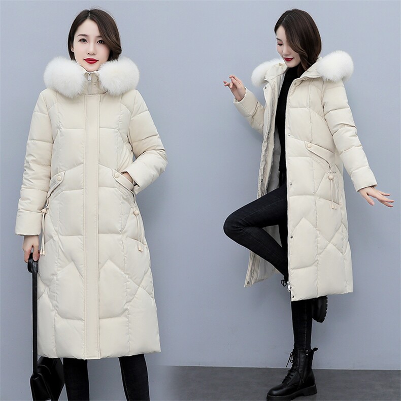 羽绒棉衣棉服女街头通勤刺绣纯色长款加厚棉袄修身型2021年冬新款,女装棉衣/棉服,多彩