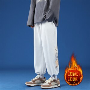K13164-P35加绒P45春季束脚直筒运动裤男大码宽松休闲卫裤哈伦裤,男装休闲裤,电商A040
