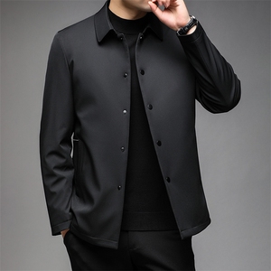 2023冬季新款翻领免烫羽绒服中年男士休闲厚款保暖白鸭绒外套男装图片