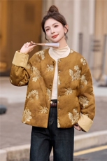 2025冬装新款刺绣优雅轻薄棉衣，女装棉衣/棉服，伊仟回