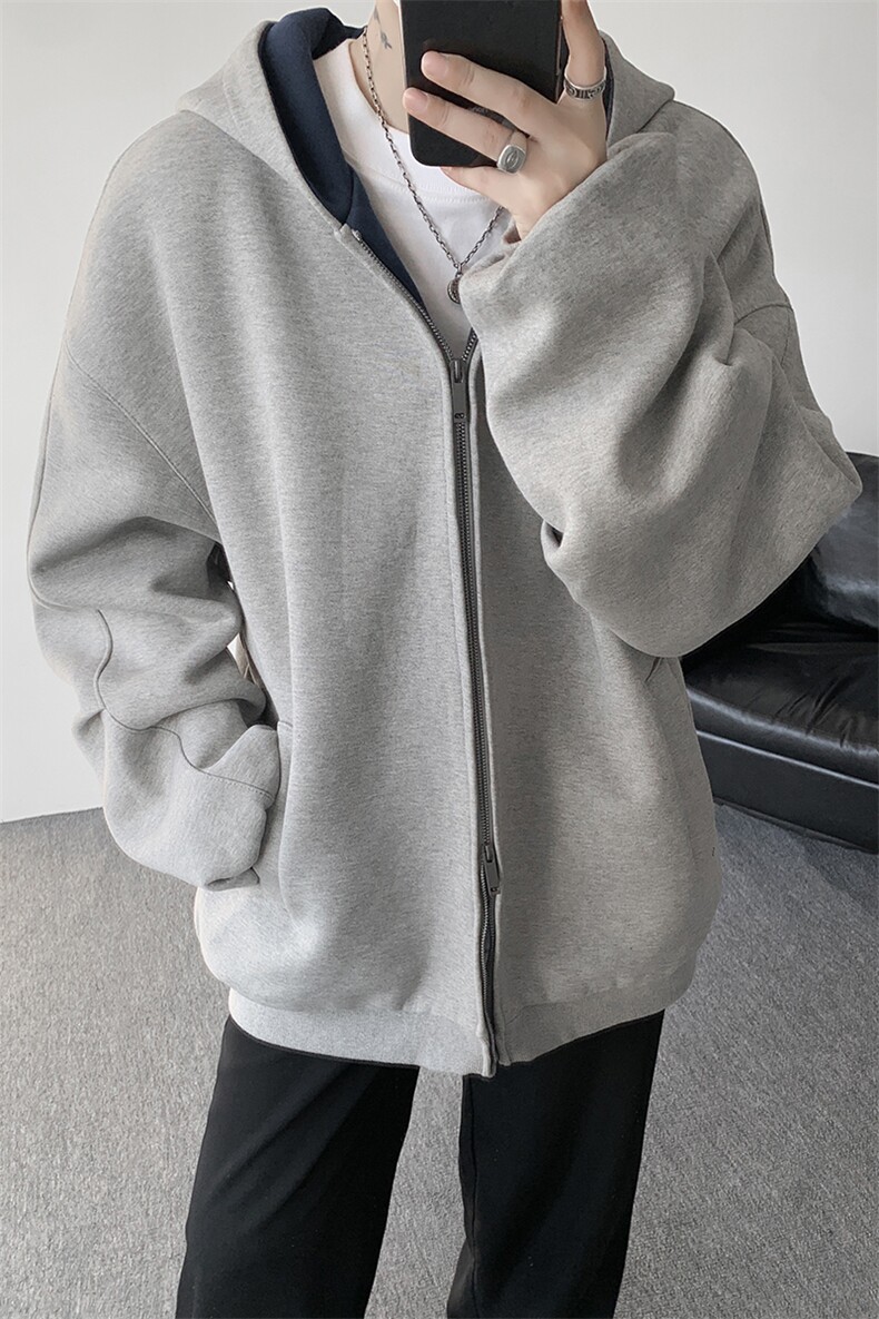 8XL-M500克潮牌百搭卫衣男美式情侣连帽撞色休闲廓形外套WY33P68,女装短外套,电商D206-1