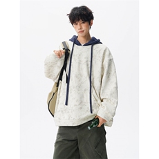 现货WY10166-特P48控88美式复古撞色解构拼接大码男宽松情侣卫衣，男装卫衣，电商A059