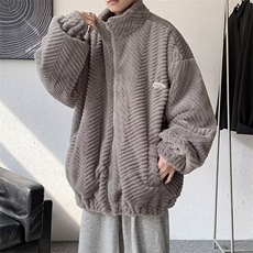 羊羔毛外套男士冬季保暖加厚服2023新款潮牌立领衣W6065-P80，男装棉衣，星座512-3