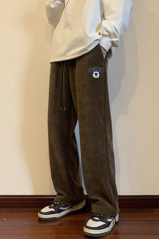 秋冬欧棉绒刺绣抽绳休闲裤大码M~5XLXZ604-KG48-P55控68,男装休闲裤,星座604