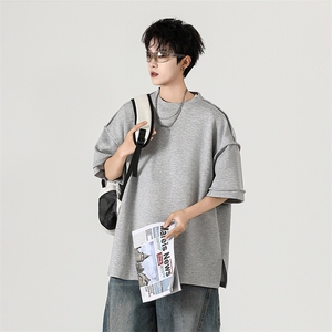 现货-夏季新品立体个性T恤男重磅潮流纯色圆领短袖-AT2428-P48图片